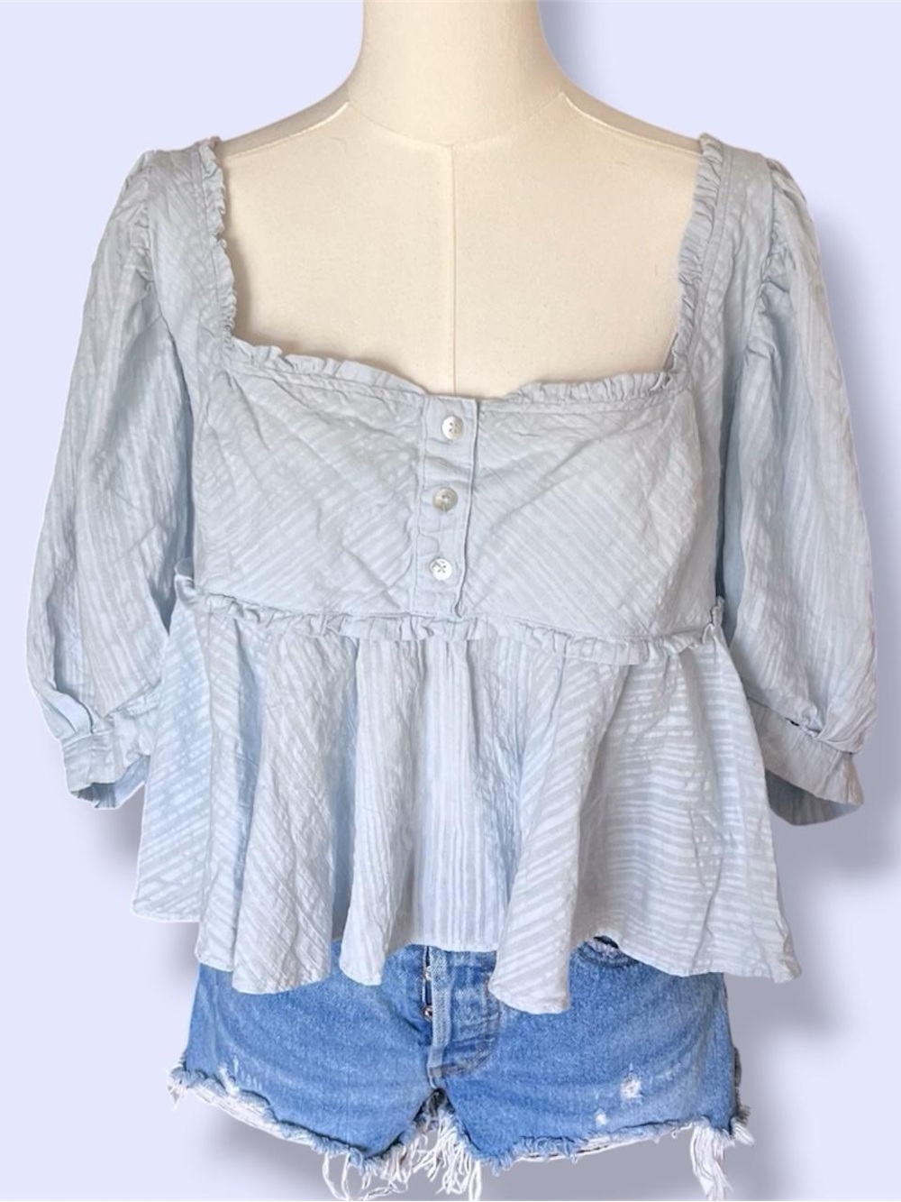 Free People Blue Leave It to Me Peplum Top 💙